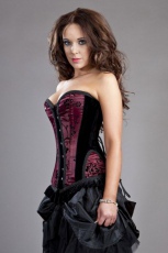  Petra overbust waist training corset in burgundy satin flock - 