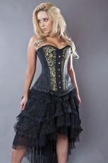  Petra overbust long line corset in gold scroll brocade - 