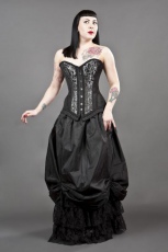  Petra overbust burlesque corset in silver scroll brocade - 