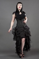  Petra long line steel boned underbust corset in black scroll brocade - 