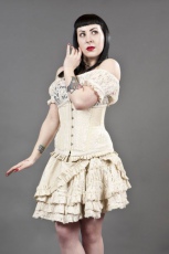  Petra long line underbust corset in cream taffeta & cream lace overlay - 
