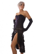  Pinup knee length burlesque skirt in black satin /  /   /  - 
