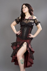  Pinup knee length burlesque skirt in burgundy taffeta /  /   /  - 
