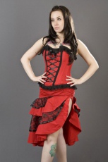  Pinup knee length burlesque skirt in red taffeta /  /   /  - 