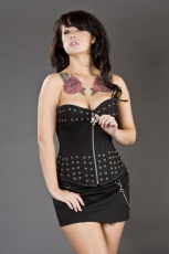  Poizon overbust zip up corset in black twill /   - 