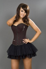  Punk overbust black and red striped corset /   - 