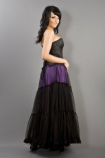  Rara long victorian skirt purple cotton & black mesh overlay - 