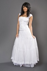  Rara long victorian skirt white in cotton & white mesh overlay /   - 