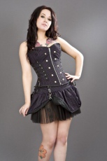  Rock overbust black and purple striped corset with studs /   - 