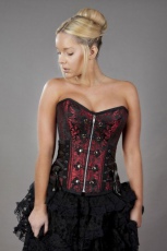 Rock Brown Satin Overbust Corset - BR-0066 - Medieval Collectibles