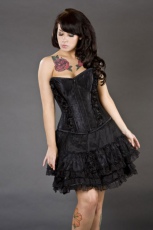  Romance burlesque mini skirt with black rose detail - 