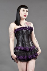  Rose burlesque mini skirt in organza with purple rose - 