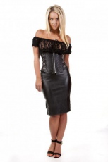  Ruby knee length faux leather pencil skirt in matte black - 