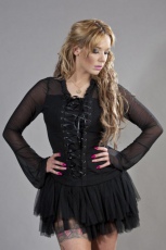  Sarah gothic top in black lycra and black mesh overlay - 