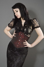  Sexy waspie waist cincher in red brocade - 