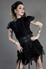  Shadow gothic mini skirt in black cotton - 