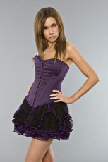  Thread ruffled mini skirt in black and purple mesh - 