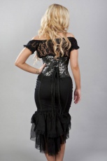 Корсет Traditional underbust spiral boning corset in black satin with silver petal brocade Burleska traditional-ub-black-silver-petals - маленькая картинка