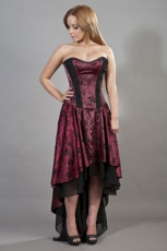  Valerie maxi corset dress burgundy satin flock - 