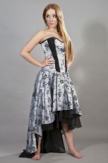  Valerie maxi corset dress in silver satin flock - 