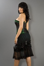  Vanity knee length burlesque skirt in green cotton & black lace overlay - 