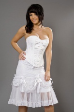  Vanity knee length burlesque skirt in white cotton & white lace overlay /   - 