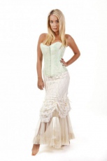  Vanity victorian maxi skirt in cream cotton and cream lace overlay /   - 