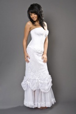  Vanity maxi skirt in white cotton & white lace overlay /   - 