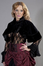  Victorian bolero shrug in black velvet & black fur - 