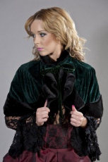  Victorian bolero shrug in green velvet & black fur - 