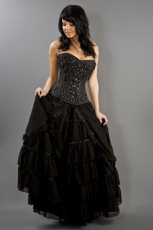  Victorian gothic black chiffon maxi skirt - 