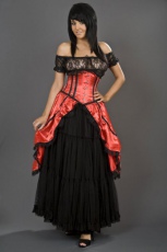  Victorian gothic maxi skirt in red satin - 