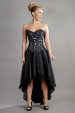  Waltz corset dress in black taffeta and black mesh overlay - 