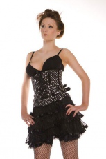  Widow burlesque mini skirt in black satin & black mesh - 