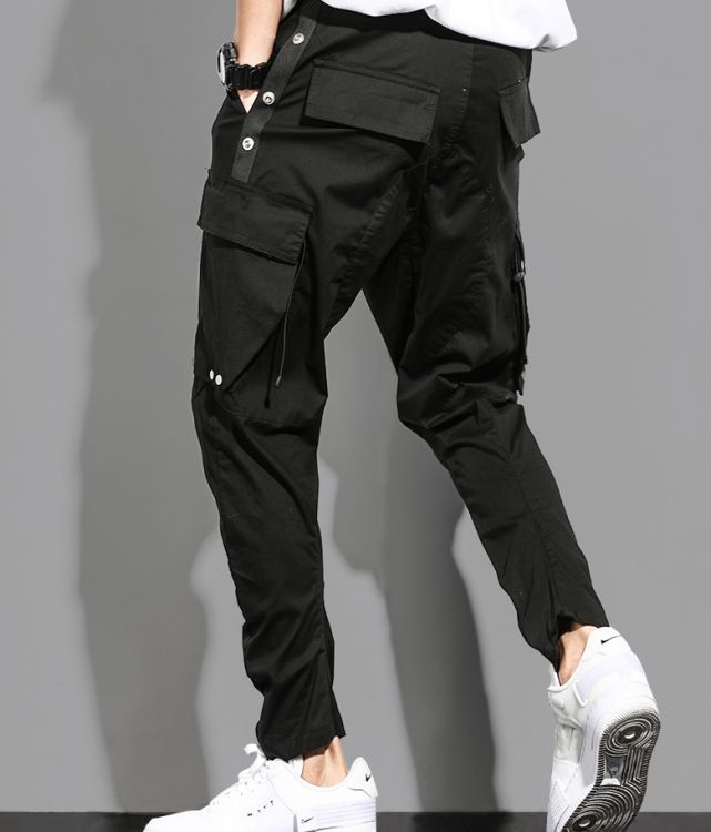  Spring and summer new overalls men's trendy brand loose straight casual pants Black Sasaki Garment Factory K95/BK  4