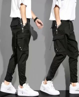 Джоггеры Spring and summer new overalls men's trendy brand loose straight casual pants Black Sasaki Garment Factory K95/BK - маленькая картинка