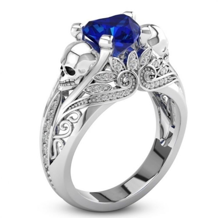 Кольца, Blue heart-shaped ring - Кольца,